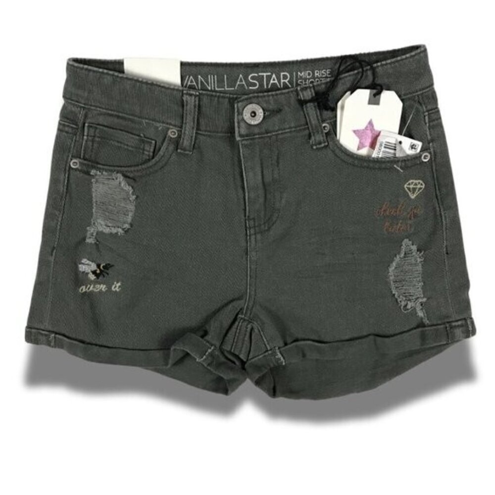 VANILLA STAR Embroidered BABE Jean Shorts NWT 11